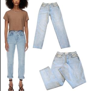 Denim Forum The Boyfriend High Rise Loose Buttonfly Light Indigo Women's 26 Jean